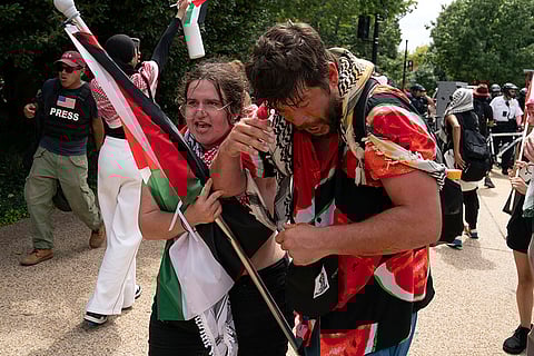 Demonstrators stage protest against Netanyahu visit